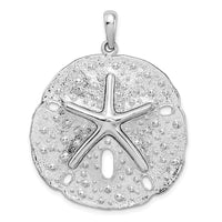 Load image into Gallery viewer, De-Ani Sterling Silver Rhodium-Plated Polished and Textured Large Sand Dollar Pendant
