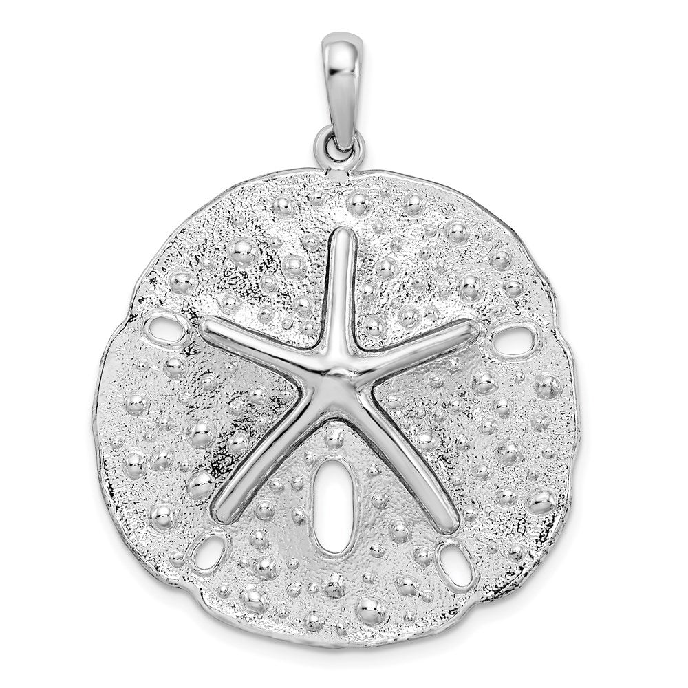 De-Ani Sterling Silver Rhodium-Plated Polished and Textured Large Sand Dollar Pendant