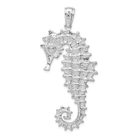 Load image into Gallery viewer, De-Ani Sterling Silver Rhodium-Plated Polished and Textured 3D Sea Horse Pendant
