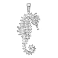Load image into Gallery viewer, De-Ani Sterling Silver Rhodium-Plated Polished and Textured 3D Sea Horse Pendant
