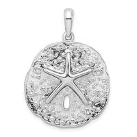 Load image into Gallery viewer, De-Ani Sterling Silver Rhodium-Plated Polished and Textured Sand Dollar Pendant
