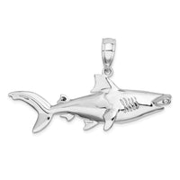 Load image into Gallery viewer, De-Ani Sterling Silver Rhodium-Plated Polished 3D Hammer Head Shark Pendant
