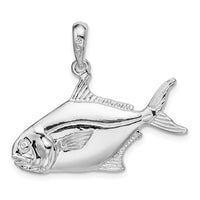 Load image into Gallery viewer, De-Ani Sterling Silver Rhodium-Plated Polished 3D Pompano Fish Pendant
