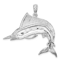 Load image into Gallery viewer, De-Ani Sterling Silver Rhodium-Plated Polished and Satin Striped Marlin Pendant
