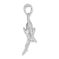 Load image into Gallery viewer, De-Ani Sterling Silver Rhodium-Plated Polished and Satin 3D White Marlin Pendant
