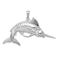 Load image into Gallery viewer, De-Ani Sterling Silver Rhodium-Plated Polished and Satin 3D White Marlin Pendant

