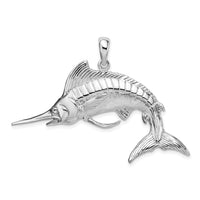 Load image into Gallery viewer, De-Ani Sterling Silver Rhodium-Plated Polished and Satin 3D White Marlin Pendant

