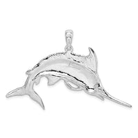 Load image into Gallery viewer, De-Ani Sterling Silver Rhodium-Plated Polished and Satin Blue Marlin Pendant
