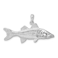 Load image into Gallery viewer, De-Ani Sterling Silver Rhodium-Plated Polished 3D Snook Fish Pendant
