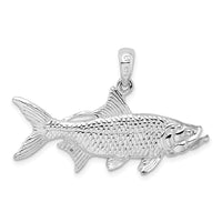 Load image into Gallery viewer, De-Ani Sterling Silver Rhodium-Plated Polished 3D Oxeye Tarpon Fish Pendant
