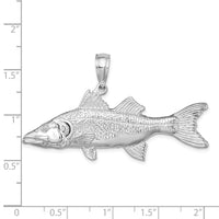 Load image into Gallery viewer, De-Ani Sterling Silver Rhodium-Plated Polished 3D Snook Fish Pendant
