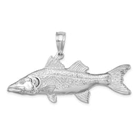 Load image into Gallery viewer, De-Ani Sterling Silver Rhodium-Plated Polished 3D Snook Fish Pendant
