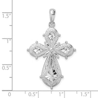Load image into Gallery viewer, De-Ani Sterling Silver Rhodium-Plated Scroll Diamond-Cut Rounded Cross Pendant
