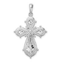 Load image into Gallery viewer, De-Ani Sterling Silver Rhodium-Plated Scroll Diamond-Cut Rounded Cross Pendant
