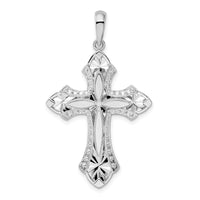 Load image into Gallery viewer, De-Ani Sterling Silver Rhodium-Plated Fleur de Lis with Poem on Reverse Cross Pendant
