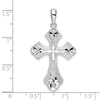 Load image into Gallery viewer, De-Ani Sterling Silver Rhodium-Plated Diamond-Cut Fleur de Lis Cross Pendant
