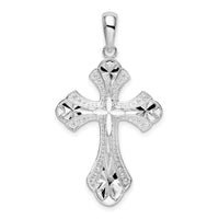 Load image into Gallery viewer, De-Ani Sterling Silver Rhodium-Plated Diamond-Cut Fleur de Lis Cross Pendant
