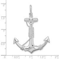 Load image into Gallery viewer, De-Ani Sterling Silver Rhodium-Plated Polished Anchor with Rope Pendant
