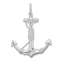 Load image into Gallery viewer, De-Ani Sterling Silver Rhodium-Plated Polished Anchor with Rope Pendant
