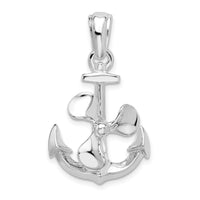Load image into Gallery viewer, De-Ani Sterling Silver Rhodium-Plated Moveable 3D Anchor with Propeller Pendant
