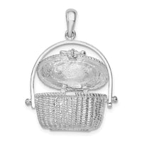 Load image into Gallery viewer, De-Ani Sterling Silver Rhodium-Plated Moveable 3D Nantucket Basket Pendant
