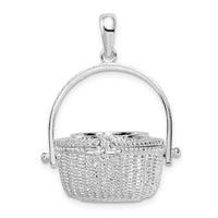 Load image into Gallery viewer, De-Ani Sterling Silver Rhodium-Plated Moveable 3D Nantucket Basket Pendant
