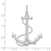 Load image into Gallery viewer, De-Ani Sterling Silver Rhodium-Plated Polished 3D Anchor with Rope Pendant
