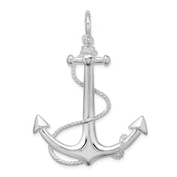 Load image into Gallery viewer, De-Ani Sterling Silver Rhodium-Plated Polished 3D Anchor with Rope Pendant
