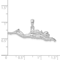Load image into Gallery viewer, De-Ani Sterling Silver Rhodium-Plated Polished 3D Male Scuba Diver Pendant
