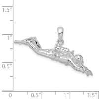 Load image into Gallery viewer, De-Ani Sterling Silver Rhodium-Plated Polished 3D Female Scuba Diver Pendant

