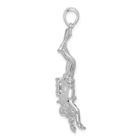 Load image into Gallery viewer, De-Ani Sterling Silver Rhodium-Plated Polished 3D Female Scuba Diver Pendant
