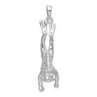 Load image into Gallery viewer, De-Ani Sterling Silver Rhodium-Plated Polished 3D Female Scuba Diver Pendant
