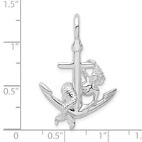 Load image into Gallery viewer, De-Ani Sterling Silver Rhodium-Plated Polished 3D Anchor with Mermaid Pendant
