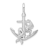 Load image into Gallery viewer, De-Ani Sterling Silver Rhodium-Plated Polished 3D Anchor with Mermaid Pendant
