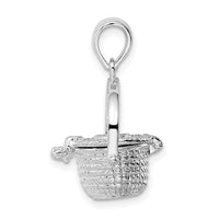 Load image into Gallery viewer, De-Ani Sterling Silver Rhodium-Plated Polished 3D Nantucket Basket Pendant
