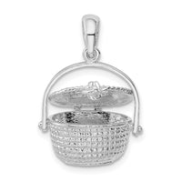 Load image into Gallery viewer, De-Ani Sterling Silver Rhodium-Plated Polished 3D Nantucket Basket Pendant
