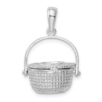 Load image into Gallery viewer, De-Ani Sterling Silver Rhodium-Plated Polished 3D Nantucket Basket Pendant
