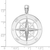 Load image into Gallery viewer, De-Ani Sterling Silver Rhodium-Plated Polished Large Nautical Compass Pendant
