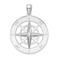 Load image into Gallery viewer, De-Ani Sterling Silver Rhodium-Plated Polished Large Nautical Compass Pendant
