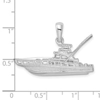 Load image into Gallery viewer, De-Ani Sterling Silver Rhodium-Plated Polished 3D Sportfishing Boat Pendant
