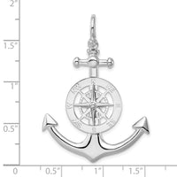 Load image into Gallery viewer, De-Ani Sterling Silver Rhodium-Plated Polished 3D Large Anchor with Compass Pendant
