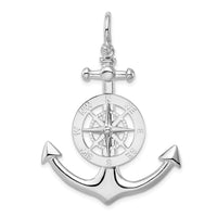 Load image into Gallery viewer, De-Ani Sterling Silver Rhodium-Plated Polished 3D Large Anchor with Compass Pendant
