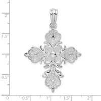 Load image into Gallery viewer, De-Ani Sterling Silver Rhodium-plated Polished and Textured Fleur de Lis Cross Pendant
