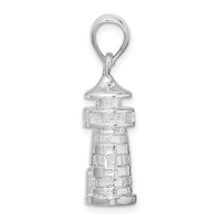 Load image into Gallery viewer, De-Ani Sterling Silver Rhodium-Plated Polished 3D Lighthouse Pendant
