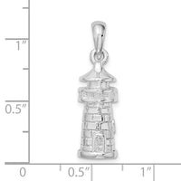 Load image into Gallery viewer, De-Ani Sterling Silver Rhodium-Plated Polished 3D Lighthouse Pendant
