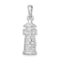 Load image into Gallery viewer, De-Ani Sterling Silver Rhodium-Plated Polished 3D Lighthouse Pendant
