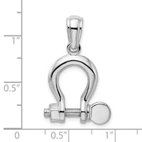 Load image into Gallery viewer, De-Ani Sterling Silver Rhodium-Plated Polished 3D Large Shackle Link Pendant
