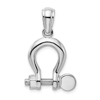 Load image into Gallery viewer, De-Ani Sterling Silver Rhodium-Plated Polished 3D Large Shackle Link Pendant
