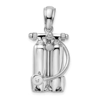 Load image into Gallery viewer, De-Ani Sterling Silver Rhodium-Plated Polished 3D Scuba Tanks with Hose Pendant

