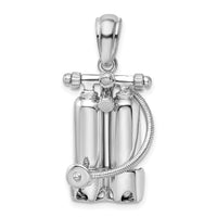 Load image into Gallery viewer, De-Ani Sterling Silver Rhodium-Plated Polished 3D Scuba Tanks with Hose Pendant
